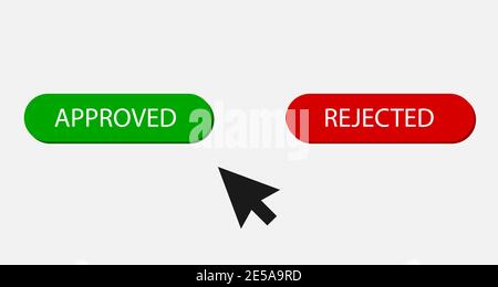 Approved stamp vector. Button Approved and Rejected in flat style design Stock Vector