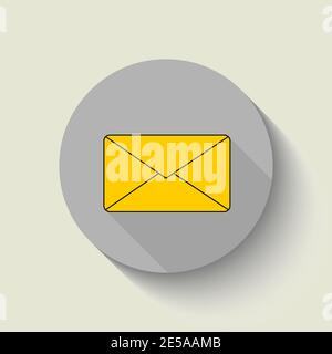 Envelope - Vector icon. Envelope yellow. Flat design Stock Vector