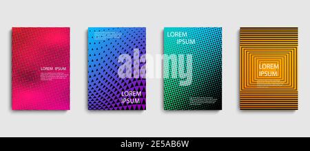 Vector templates. Templates covers. Minimalistic design. Colorful halftone gradients. Future geometric patterns Stock Vector