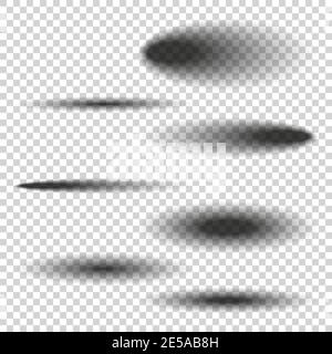Set oval shadows for your design isolated on transparent vector background Stock Vector