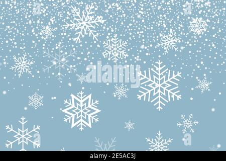 Falling snow and Snowflakes. Winter background. Merry Christmas Stock Vector