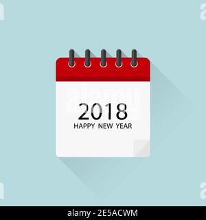 Calendar 2018 - Vector icon. Calendar in flat design with shadow Stock Vector