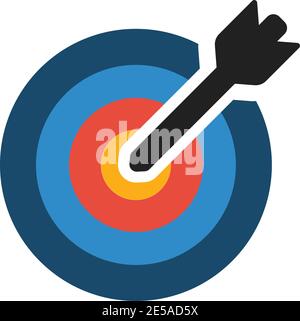 Vector colorful target icon. Target with arrow on blank background Stock Vector