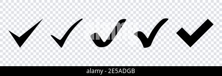 Vector check mark icons set in flat design on transparent background. Eps10 Stock Vector