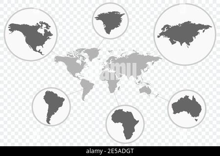 World map Vector icon with parts of the earth Stock Vector