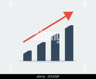 Growing graph vector icon in flat design. Eps10 Stock Vector