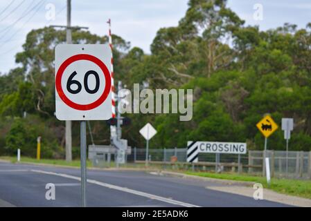 60 km speed limit traffic sign Stock Photo