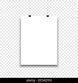 White paper sheet hanging on isolated background Stock Vector