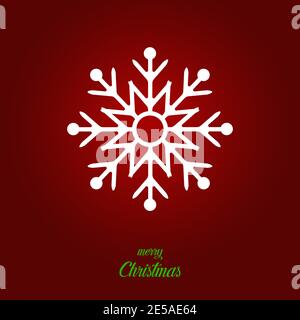 Snowflake - Vector icon snowflake with text Merry Christmas on red background Stock Vector
