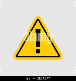 warning - vector icon. warning yellow sign on gray background Stock Vector