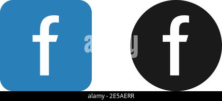Letter F in square and circle in flat design. Eps10 Stock Vector