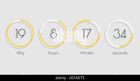 Flip Countdown timer vector clock counter with shadow in flat style Stock Vector