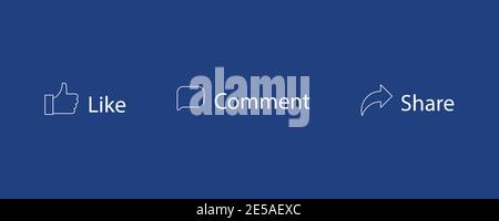 Set of like comment share vector icons. Thumb up, message. Social network icons. Eps10 Stock Vector