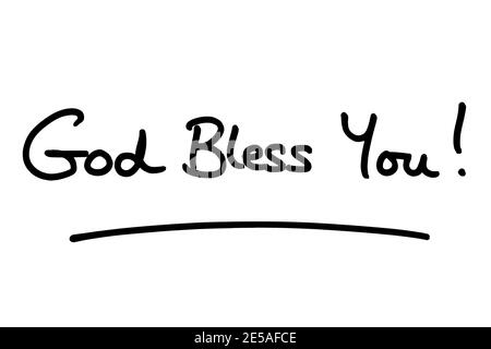 God Bless You! handwritten on a white background. Stock Photo