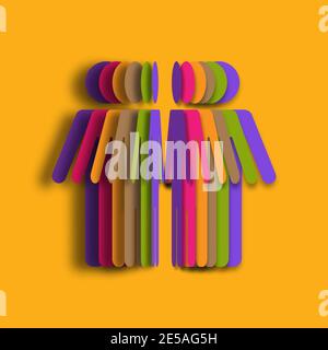 Colorful Paper art of people. 3d illustration paper people. Vector illustration Stock Vector