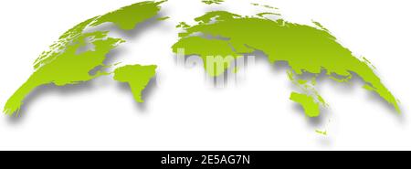 3d realistic World Map Globe with shadow in gradient green Stock Vector