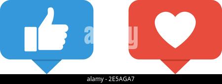 Hand like button. Heart button icon. Buttons for social networks Stock Vector