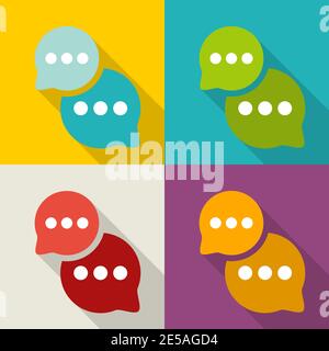 Set of colorful speech bubble with shadow in flat design Stock Vector