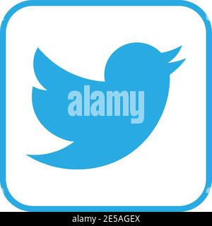Blue bird icon in square. Bird in flat design. Eps10 Stock Vector