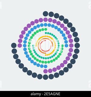 Abstract geometric figure. Colorful dots in circle. Vector illustration Stock Vector