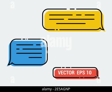 Message vector icon in trendy flat design. Speech bubble symbol Stock Vector