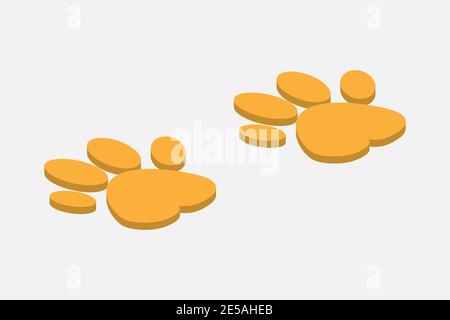 Footprints animals dogs or cats in isometric design on gray background. Eps10 Stock Vector