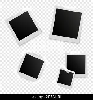 realistic retro photo frames with shadows on transparent background. Eps10 Stock Vector