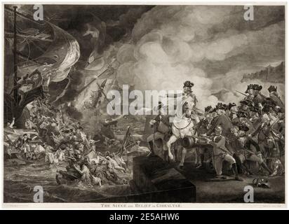 The Siege and Relief of Gibraltar, 13th September 1782, engraving by William Sharp, after John Singleton Copley, circa 1810 Stock Photo