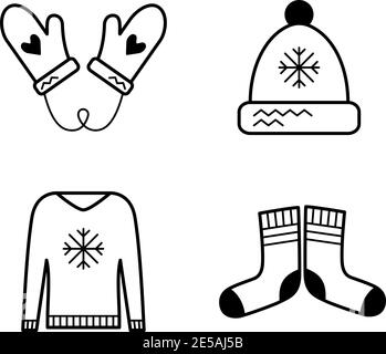 Set of simple stylish black line icons for needlework Stock Vector