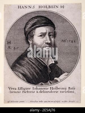 Hans Holbein the Younger (c.1497/98-1543), German painter, portrait engraving by Wenceslaus Hollar, 1647 Stock Photo