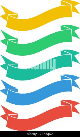 Vector ribbons banners in flat color. Ribbons in flat design. Eps10 Stock Vector
