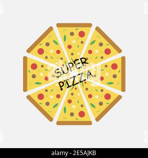 super pizza logotype in trendy flat design. Eps10 Stock Vector