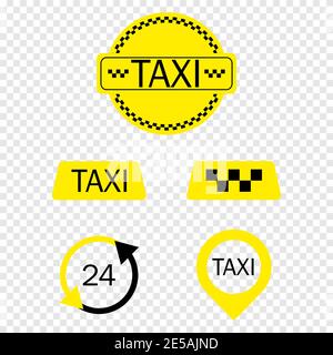 Taxi icons colection on transparent background. Taxi icons. Eps10 Stock Vector