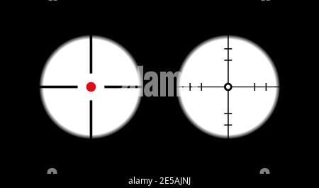 Sniper crosshair scopes template. Optical sight. Military optical instrument. Flat vector illustration. Stock Vector
