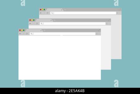 Set of open internet browser window on computer Stock Vector