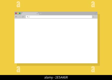 Simple browser window in flat design on yellow background Stock Vector