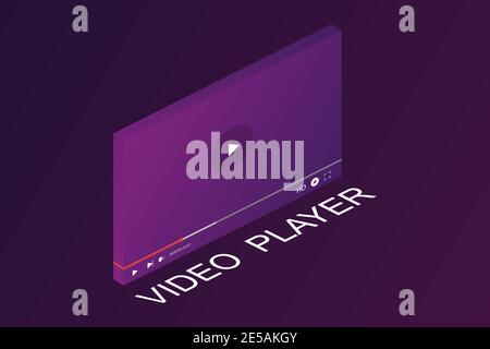 Isometric illustration. Template for video player. Template video player. Eps10 Stock Vector