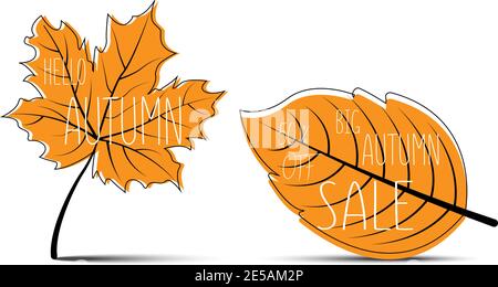 Hello Autumn. Autumn leaves. Big Autumn Sale. 50 off Eps10 Stock Vector