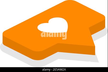 3d design. isometric icon. like icon. illustration of the notification on the social network. button icon. Eps10 Stock Vector