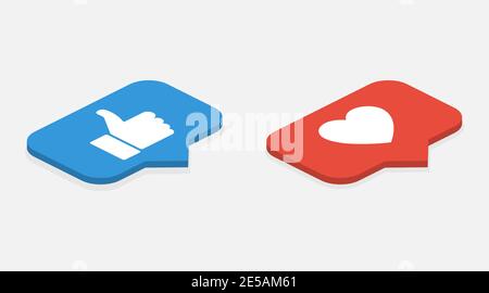 Isometric Icons. Set Like Icon. Like Counter Notification Icon. Like Icons. Eps10 Stock Vector