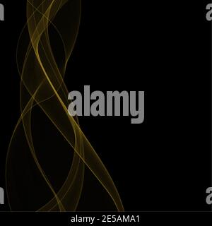 Gold wave on black background - design element. Vector abstract background Stock Vector