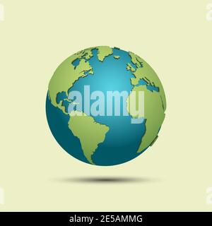 3d earth map with shadow on transparent background Stock Vector Image ...