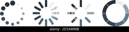 Set of four Loading icons in line on blank background. Stock Vector