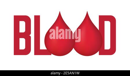 Blood. Lettering with droplets of blood. Vector illustration. Stock Vector