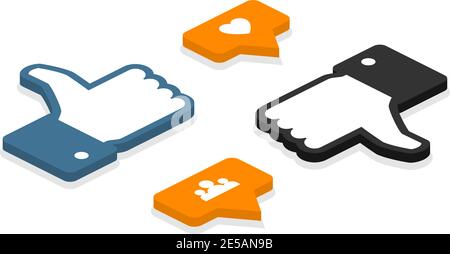 Isometric Icons. Set Like Icon. Like Counter Notification Icon. Like Icons. Eps10 Stock Vector
