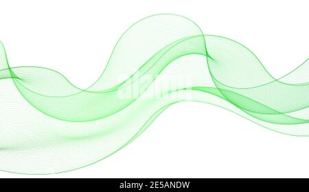 Abstract green wavy lines. Colorful vector background. smoke transparent green wave Stock Vector