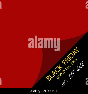 Black Friday Sale. Template to day Black Friday sale. Realistic red curled corner with shadow on black background. Eps10 Stock Vector