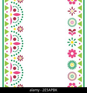 Mexican happy vector greeting card or invitation design, colorful pattern with flowers and geometric shapes Stock Vector