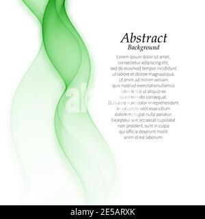 Transparent colored vector wave flow on a white background. Vector abstract background. Green color wave. eps 10 Stock Vector