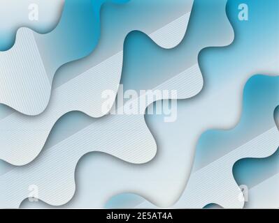 Layered 3D vector texture background. Abstract topography concept design or fluid flowing illustration for website template. Smooth origami paper art Stock Vector
